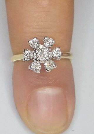 Platinum & 14k yellow gold Vintage OLD mine CUT 0.  60ct diamond ring SI1 5