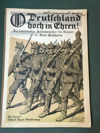 German Ww1 Orig German Marching Piano Music Book O Deutschland Horch In Ehren