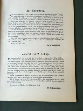 German WW1 Orig German Marching Piano Music Book O Deutschland horch in Ehren 4