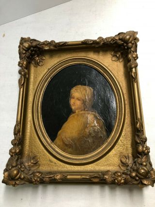 Framed Antique Oil Painting - Portrait Of A Woman