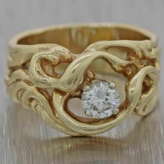 Vintage Ed Levin Solid 14k Yellow Gold.  33ctw Diamond Modernist Ring