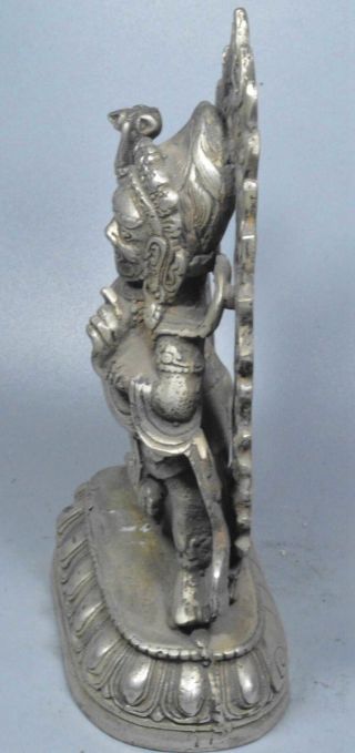 Old Collectable Miao Silver Carve Tibetan Buddha Pray Peach Ancient China Statue 6