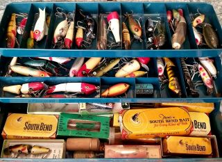 Big Vintage Tackle Box,  Full Of Old Fishing Lures,  Over 15 In Boxes.