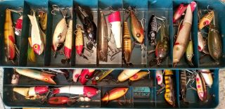 Big Vintage Tackle Box,  Full of Old Fishing Lures,  over 15 in boxes. 2