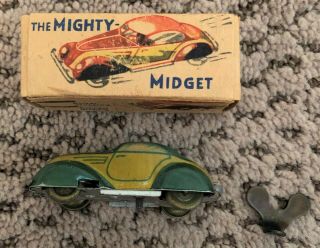 Vintage Distler Mighty Midget Liliput Auto Tin Car W Box Germany Toy Wind - Up