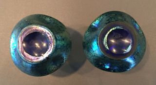 ANTIQUE SIGNED LOETZ CANDIA PAPILLON ART GLASS VASES BLUE/GREEN 4