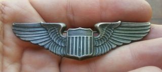 Ww2 Wwii Usaaf Pilot Wings 3” Pin Back Sterling Silver Hallmarked Sterling