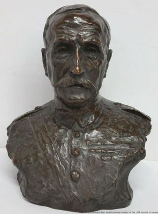 Antique 1918 Jo Davidson Bronze Bust Marshal Ferdinand Foch Sculpture