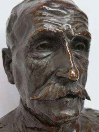 Antique 1918 Jo Davidson Bronze Bust Marshal Ferdinand Foch Sculpture 4