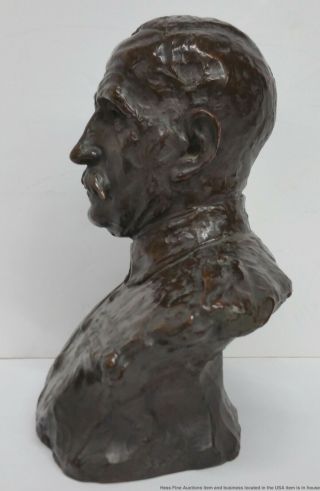 Antique 1918 Jo Davidson Bronze Bust Marshal Ferdinand Foch Sculpture 6