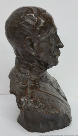 Antique 1918 Jo Davidson Bronze Bust Marshal Ferdinand Foch Sculpture 7