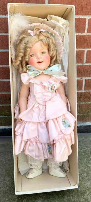 Vintage Orig.  Ideal Shirley Temple Compo Doll In Little Colonel Dress 22 " W/box