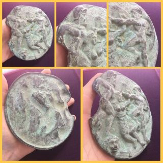 Rare Ancient Roman Bronze Battle Scene Plate,  C 1st To 3rd Century