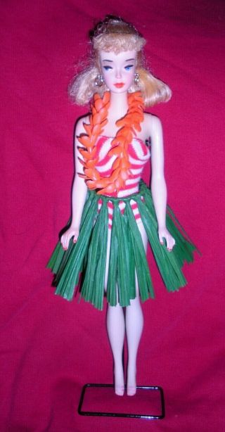 Stunning Vintage 1960 3 Blonde Ponytail Barbie 850 w/ Hawaiian Outfit Japan 2