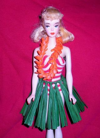 Stunning Vintage 1960 3 Blonde Ponytail Barbie 850 w/ Hawaiian Outfit Japan 3