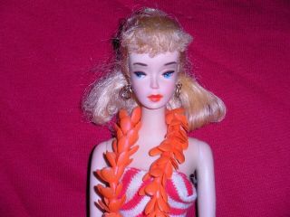 Stunning Vintage 1960 3 Blonde Ponytail Barbie 850 w/ Hawaiian Outfit Japan 4