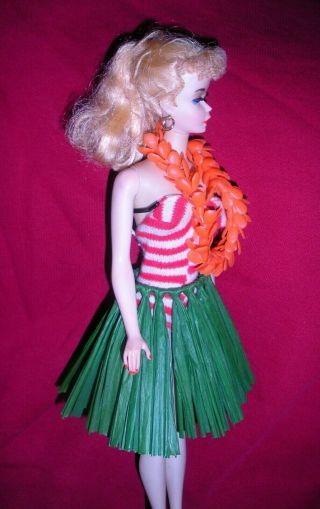 Stunning Vintage 1960 3 Blonde Ponytail Barbie 850 w/ Hawaiian Outfit Japan 6