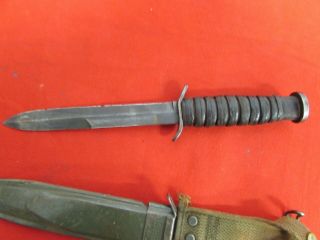 WWII US M - 3 case marked fighting knife with US M8A1 scabbard. 4