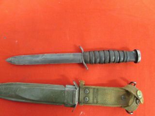 WWII US M - 3 case marked fighting knife with US M8A1 scabbard. 5