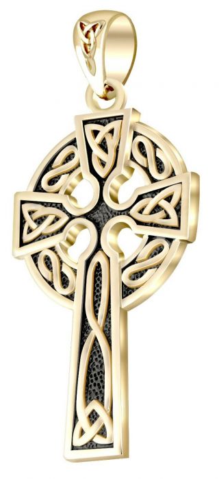 1.  625 " Mens 14k Yellow Gold Irish Celtic Knot Cross Antique Pendant