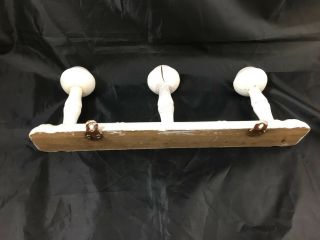 Vintage French wooden faux bamboo coat hat rack towel hook 3 pegs clothes hanger 7