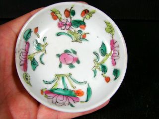 Antique Chinese Export Enamelled Porcelain Bird & Flowers Footed Plate 6