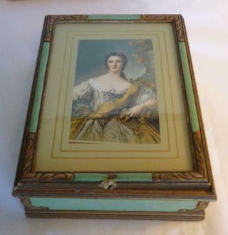 Antique Victorian Wood Dresser Box With Mirror