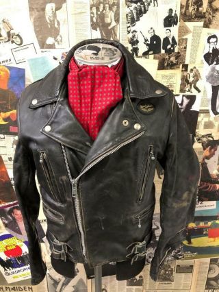 Vintage Lewis Leathers Aviakit Biker Jacket Black Leather Size Small