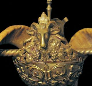 Antique Masonic Ram Horn Bronze Candle Holder Odd Fellows Ceremonial Satanic ?