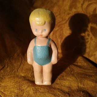 Vintage Rare Authentic Russian Rubber Toy - Girl Boy - 6,  1 In - Ussr Soviet Doll
