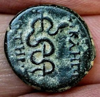 Serpent,  Asklepios,  Mysia Pergamon,  After 133 B.  C,  4.  6g,  16mm Ancient Greek Coin