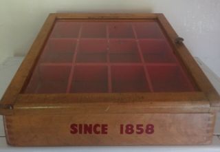 Vintage Wood Countertop Display Case With Storage Drawer And Plate Glass Door. 8