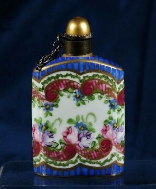 Vintage Limoges Hand Painted Porcelain Perfume Scent Bottle - 1960s - France