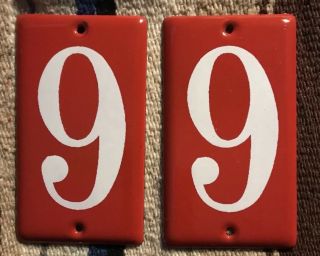 Door Plaque Plates House Address Number 9 Or 6 Metal Sign Red White Enamel Japan