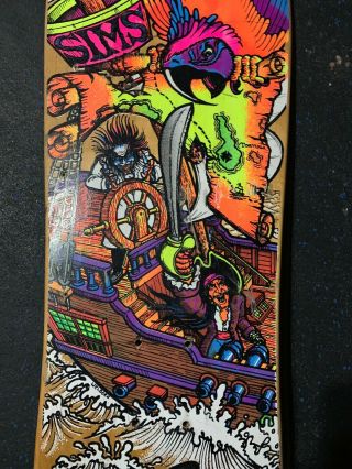 (Rare) Vintage 1980’s Sims Kevin Staab Pirate Mini Skateboard Deck 4