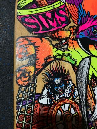 (Rare) Vintage 1980’s Sims Kevin Staab Pirate Mini Skateboard Deck 9