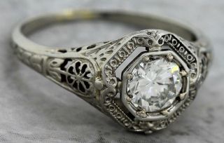 $5,  460 Art Deco 1920s Floral 18K Gold 0.  64ct Diamond Engagement Ring EGL USA 2