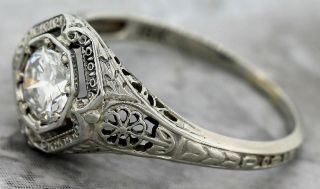$5,  460 Art Deco 1920s Floral 18K Gold 0.  64ct Diamond Engagement Ring EGL USA 3