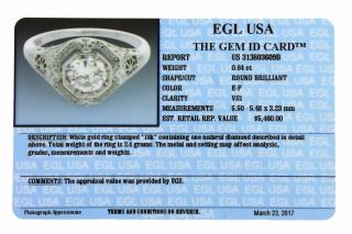 $5,  460 Art Deco 1920s Floral 18K Gold 0.  64ct Diamond Engagement Ring EGL USA 7