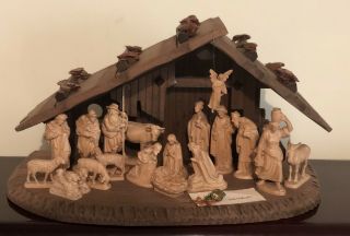 Antique Vintage Oberammergau Black Forest Hand Carved Wooden CrÈche Nativity Set