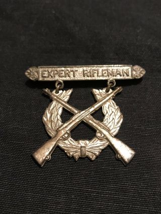 Wwi U.  S.  Marine Corps Expert Rifleman Badge Sterling Silver Ww2
