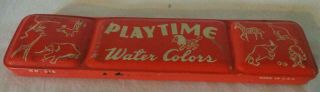 Vintage Binney & Smith Playtime Water Colors No.  525 Litho Tin Made In Usa