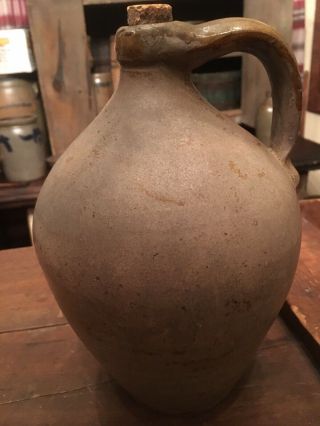 Antique Early Small 1/2 Gal Ovoid Salt Glaze Stoneware Jug Crock 9.  5” Tall 3