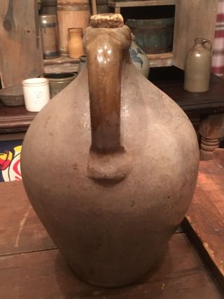 Antique Early Small 1/2 Gal Ovoid Salt Glaze Stoneware Jug Crock 9.  5” Tall 4