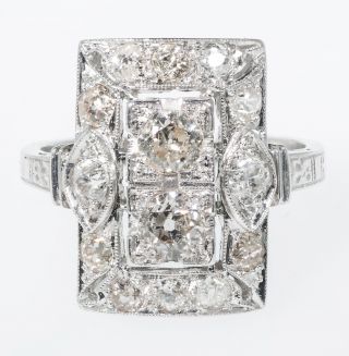 Vintage Art Deco Old European Cut Diamond Ring Platinum 1920