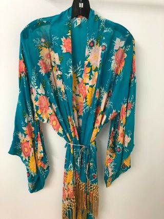 Spell Designs Rare Vintage Teal Jagger Kimono With Tie