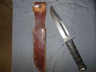 Rare Vintage Usmc Kabar Ww2 Fighting Knife 7 In.  Blade Olean Ny