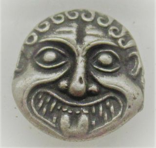Unresearched Ancient Greek Ar Silver Drachm Coin Gorgon Head 3.  88grams