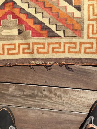 Antique Prayer Feather Navajo Rug Teec Nos Pos Red Mesa Weaving 5