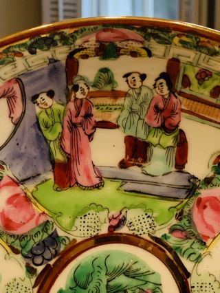 Vintage ACF Chinese Hand Painted Rose Medallion Bowl 9 1/4” 3